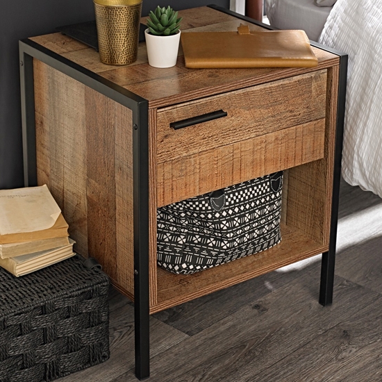 Hoxton Wooden Bedside Cabinet In Oak Effect