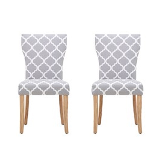 Hugo Patterned Fabric Dining Chair In Pair