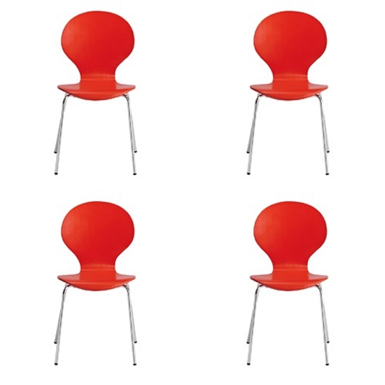 Ibiza Set Of 4 Dining Chairs In Red