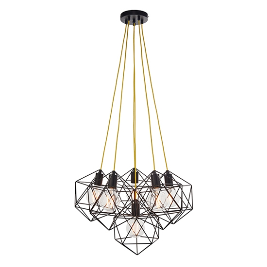 Icosa 6 Lights Ceiling Pendant Light In Matt Black