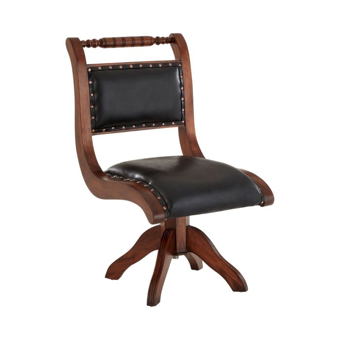 Inca Genuine Leather Swivel Chair In Black