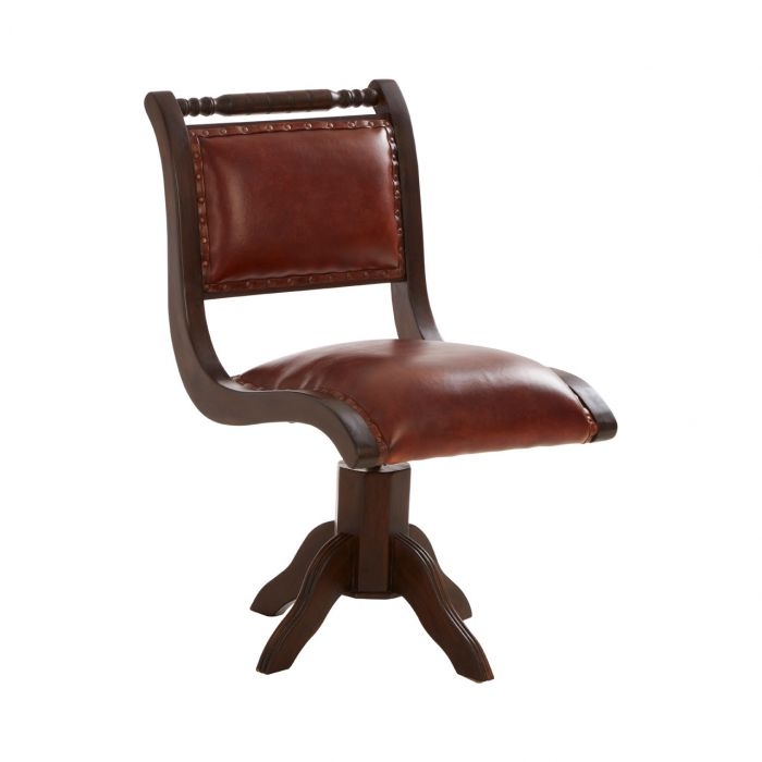 Inca Swivel Home And Office Chair In Teak And Brown