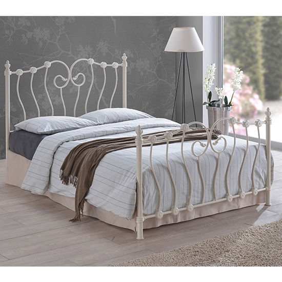 Inova Metal Double Bed In Ivory