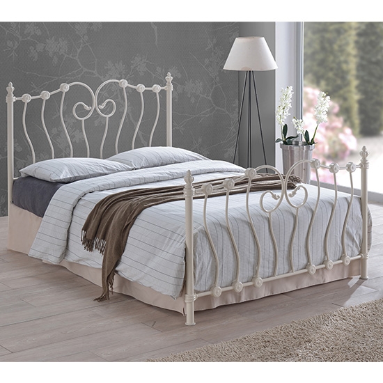 Inova Metal King Size Bed In Ivory