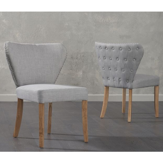 Isabella Grey Fabric Dining Chairs In Pair