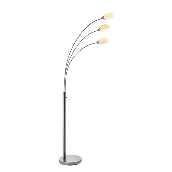 Jaspa White Glass 3 Lights Floor Lamp In Satin Nickel