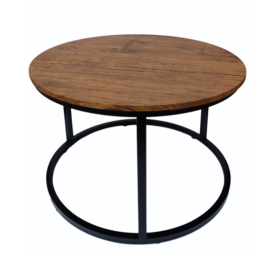 Java Wooden Coffee Table In Oak With Black Metal Frame