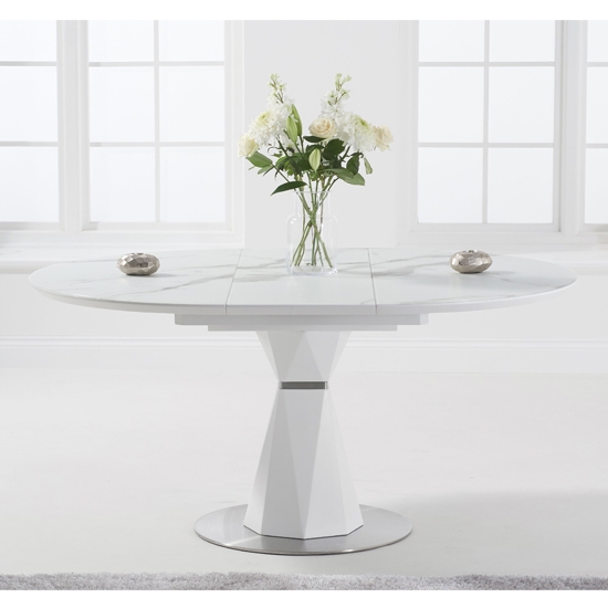 Jayden 120cm Marble Round Dining Table In White