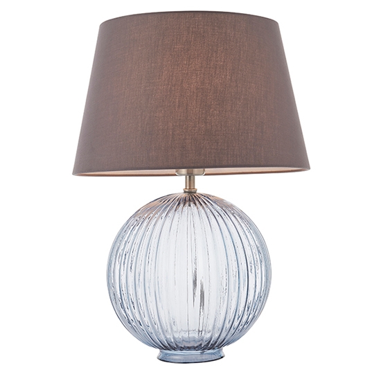 Jemma And Evie Charcoal Shade Table Lamp With Smokey Grey Ribbed Base