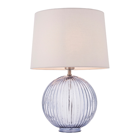 Jemma And Mia Vintage White Shade Table Lamp With Smokey Grey Ribbed Base