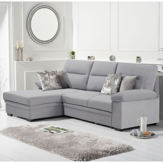 Jennifer Linen Fabric Upholstered Left Hand Facing Corner Sofa Bed In Grey
