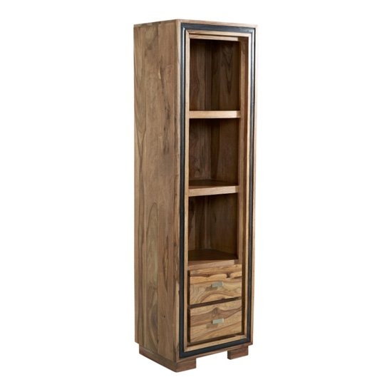 Jodhpur Slim Wooden 2 Drawers Bookcase In Sheesham