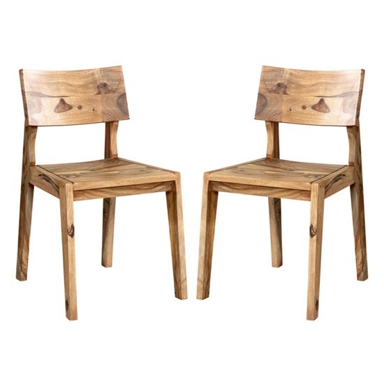 Jodhpur Wooden Natural Sheesham Dining Chairs In Pair