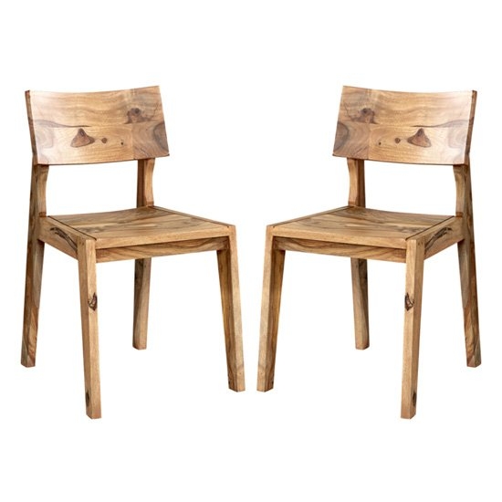 Jodhpur Wooden Natural Sheesham Dining Chairs In Pair