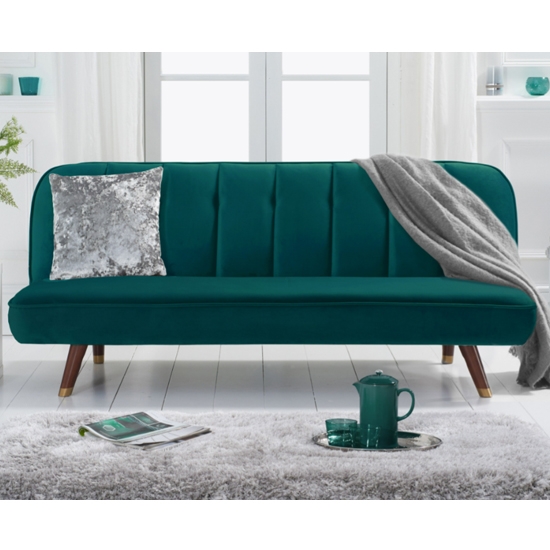 Jodie Velvet Upholstered Sofa Bed In Green