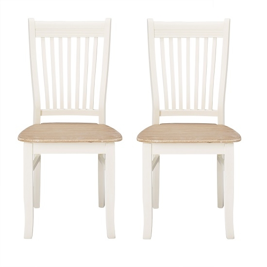 Juliette Cream Wooden Dining Chairs In Pair