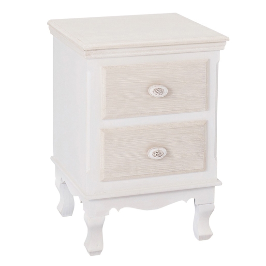 Juliette Wooden 2 Drawers Bedside Cabinet In White And Cream