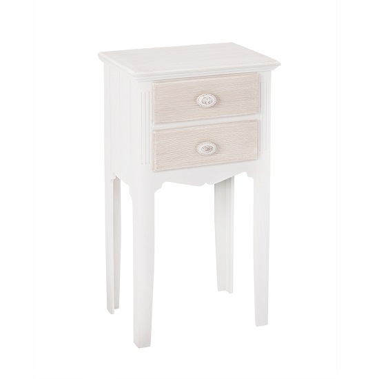 Juliette Wooden 2 Drawers Bedside Table In White And Cream