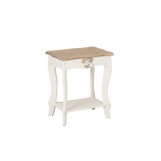 Juliette Wooden Lamp Table In Cream And Oak