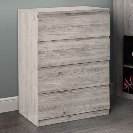 Jupiter Wooden Chest Of Drawers In Grey Oak With 4 Drawers