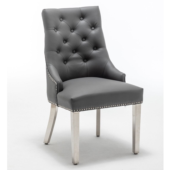 K Edmundson Faux Leather Dining Chair In Grey