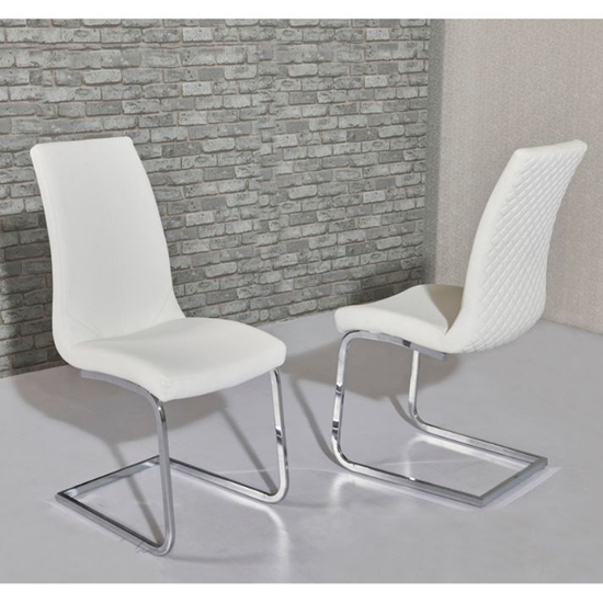 Kelcy White Faux Leather Dining Chairs In Pair