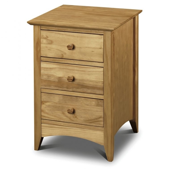 Kendal Wooden 3 Drawers Bedside Cabinet In Antique Pine