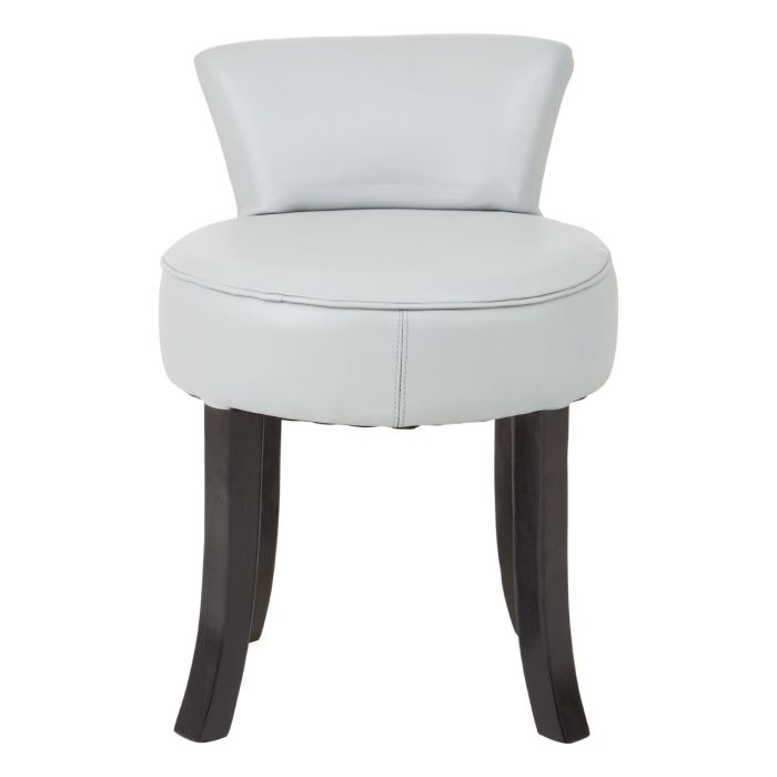 Kendari Rounded Genuine Leather Bedroom Chair In Grey