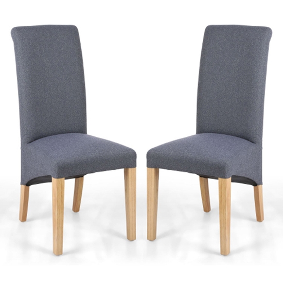Kenna Dark Grey Linen Effect Dining Chairs In Pair