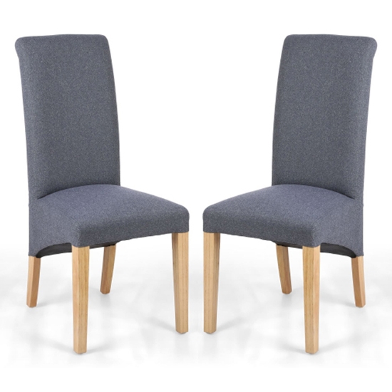 Kenna Dark Grey Linen Effect Dining Chairs In Pair