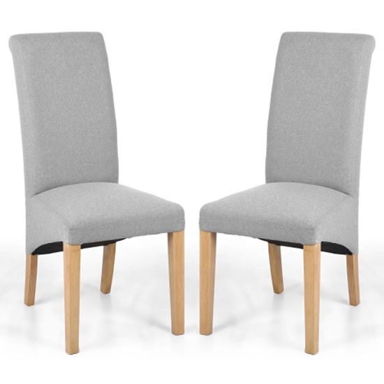 Kenna Grey Linen Effect Dining Chairs In Light Pair