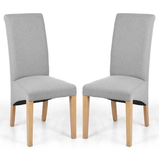 Kenna Grey Linen Effect Dining Chairs In Light Pair