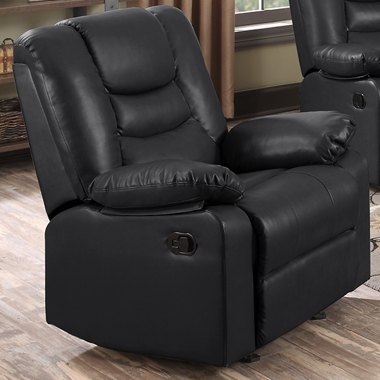 Kirk Pu Leather Recliner 1 Seater Sofa In Black