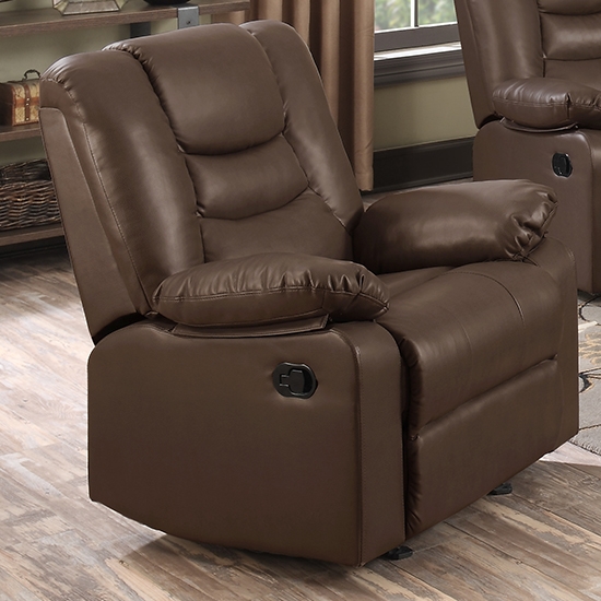 Kirk Pu Leather Recliner 1 Seater Sofa In Chocolate