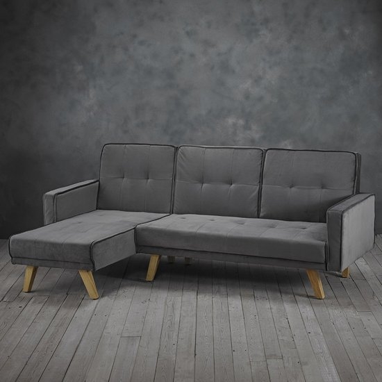Kitson Velvet Upholstered L Shaped Sofa In Grey