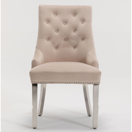 Knightsbridge Knocker Back Velvet Upholstered Dining Chair In Cream