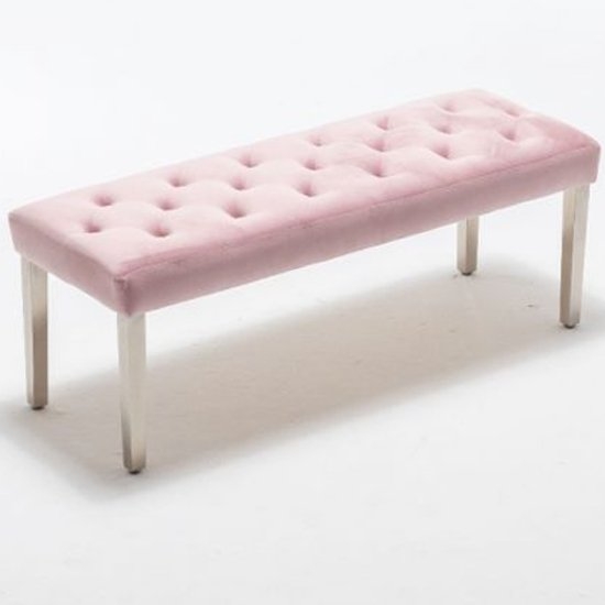 Knightsbridge Velvet Dining Bench In Pink