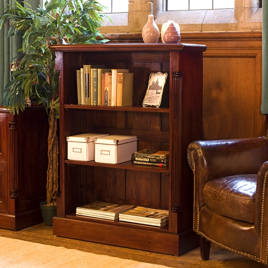 La Roque Low Wooden Open Bookcase In Mahogany