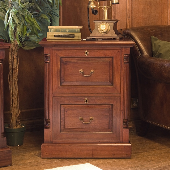 La Roque Wooden 2 Drawers Filing Cabinet In Mahogany