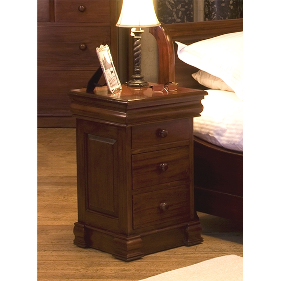 La Roque Wooden 4 Drawers Lamp Table In Mahogany