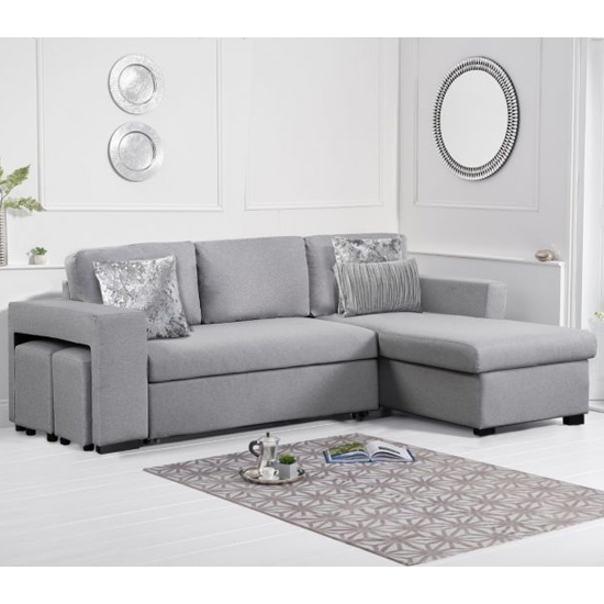 Lara Linen Fabric Upholstered Reversible Chaise Sofa Bed In Grey