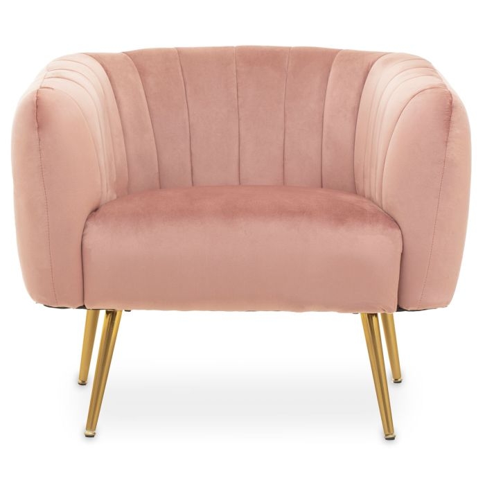 Larissa Velvet Upholstered Armchair In Pink