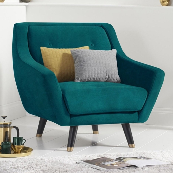 Laura Velvet Upholstered Armchair In Green