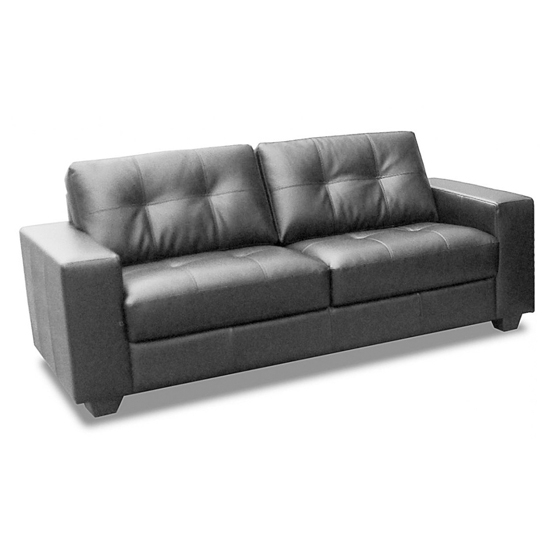 Lena Bonded Leather And Pvc 2 Seater Sofa In Black