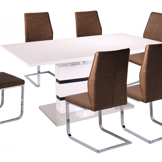 Leona Extending Dining Table In White And Black High Gloss