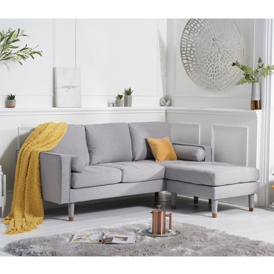 Liam Linen 3 Seater Reversible Chaise Corner Sofa In Grey