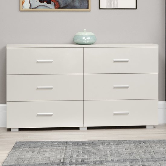 Lido Wooden Chest Of 6 Drawers In White High Gloss