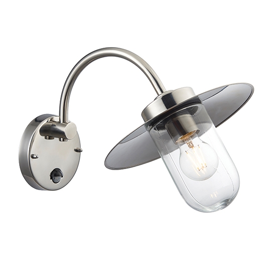 Lincoln Pir Clear Glass Shade Wall Light In Polished Stainless Steel