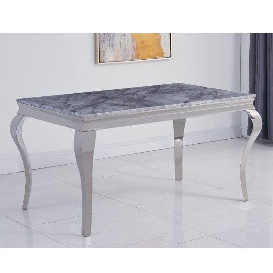 Liyana Large Grey Marble Dining Table With Chrome Metal Legs