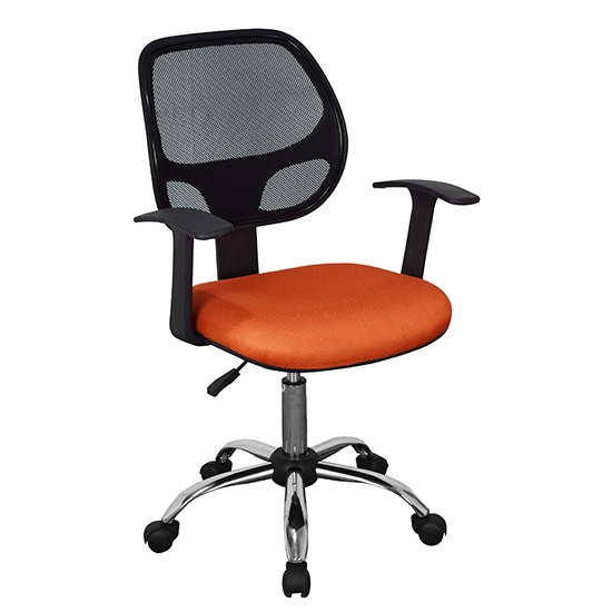 Loft Black Mesh Back Home Office Chair With Orange Fabric Seat